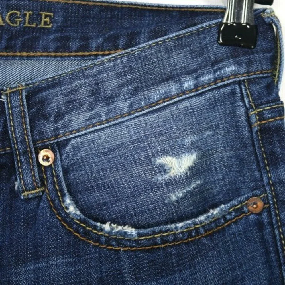 American Eagle Slim Straight Jeans Destroyed Distressed‎ 29 x 30